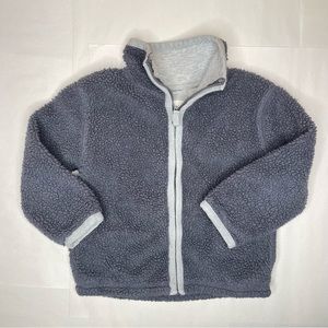 Mini Boden Sherpa Full Zip Gray Jacket With Pockets Size 3-4 Year